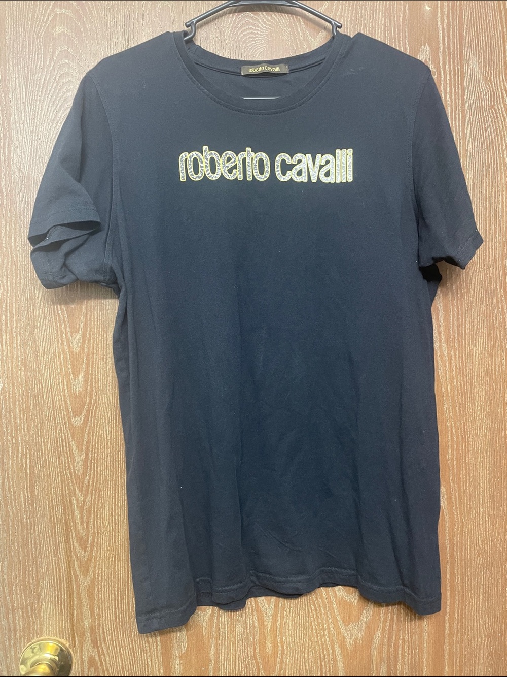 Roberto Cavalli Black Short-Sleeve Logo Tee
